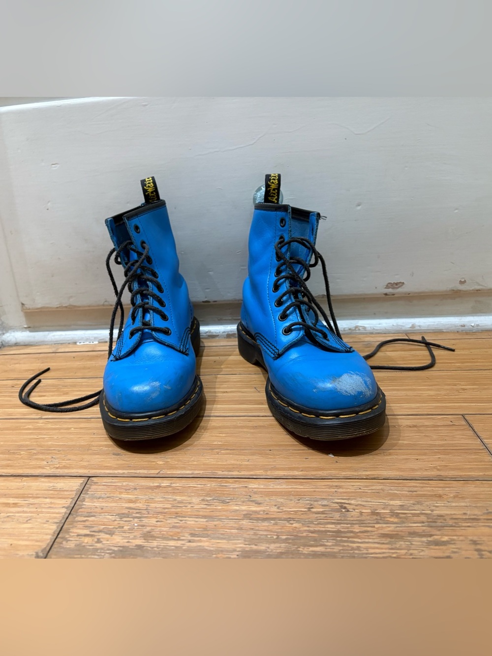 Dr. Martens Bright Blue Lace-Up Combat Boots